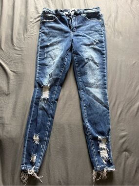 BKE Parker Dark Blue Distressed Skinny Jeans